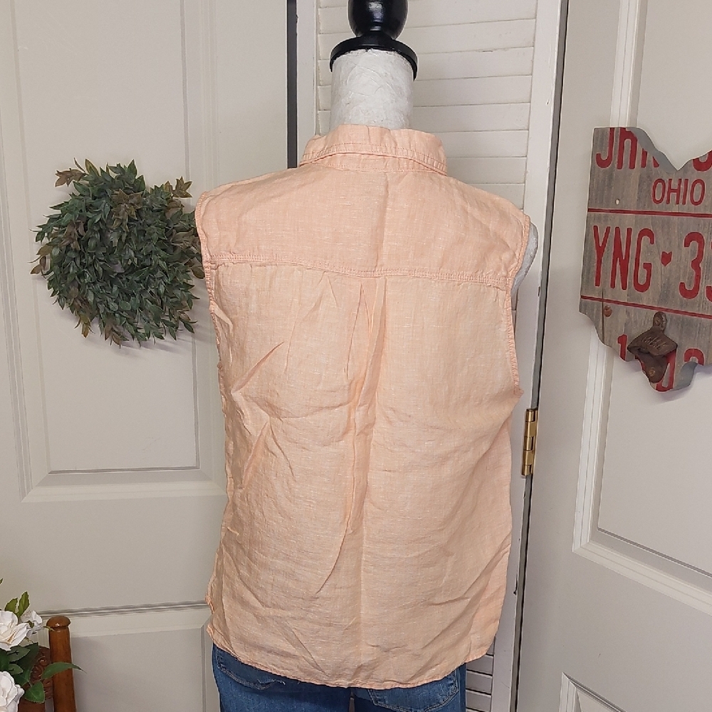 5 For 25! Sleeveless Linen Top, Peach - Picture 5 of 10
